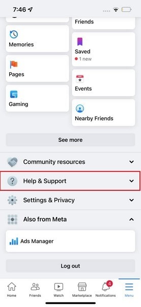 choose help and support option