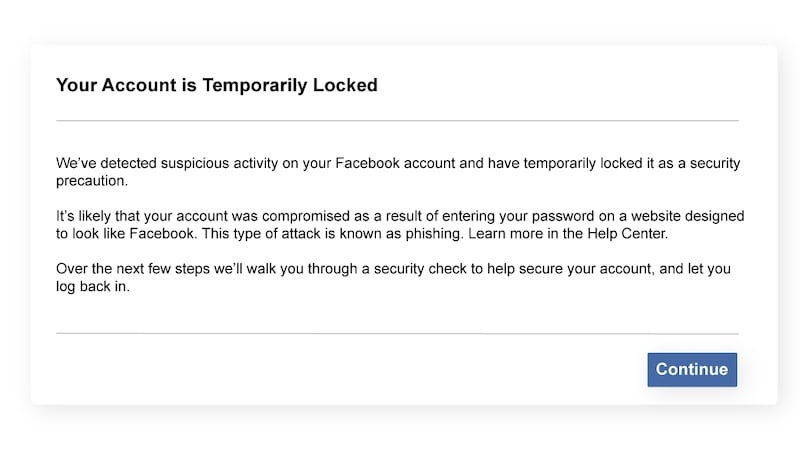 facebook account temporarily locked