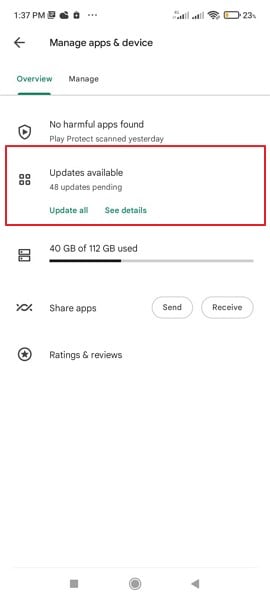 access available app updates