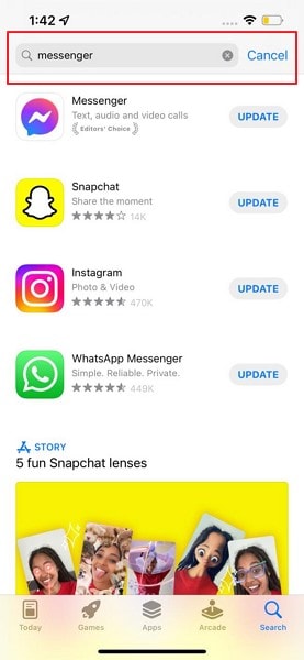 search for messenger app