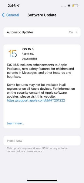 install the ios update