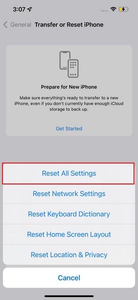 reset all iphone/ipad settings
