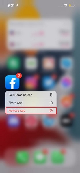select remove app option