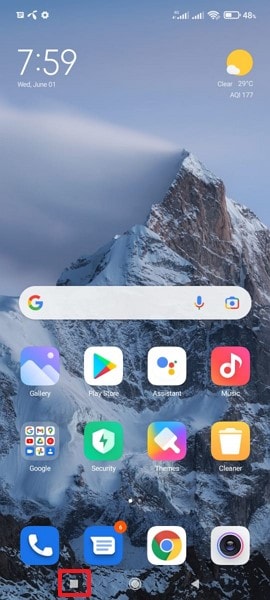 tap on rectangle icon