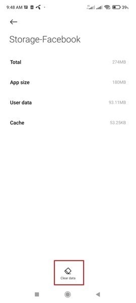 clear facebook android cache