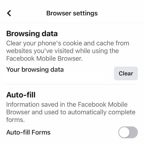 clear facebook browser cache