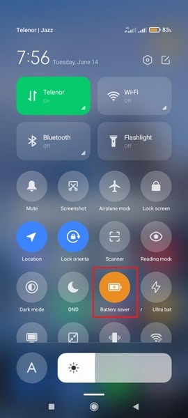 إلغاء تفعيل وضع battery saver