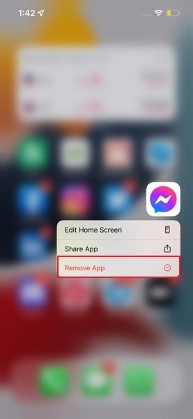  النقر على خيار remove app