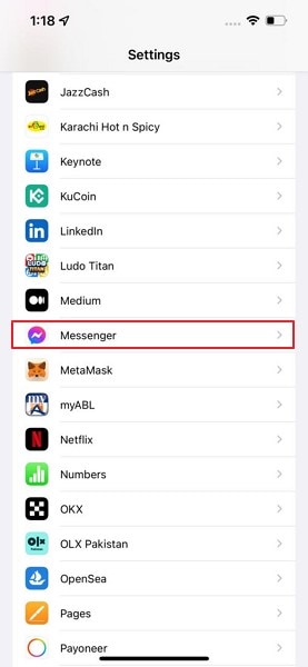 proceder con la opción de messenger