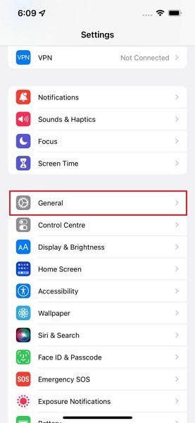 open general settings