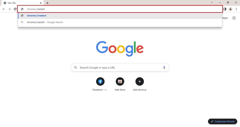 إعادة تشغيل متصفح chrome