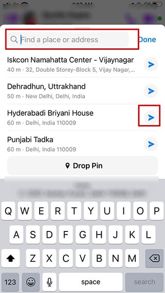 search location ios messenger