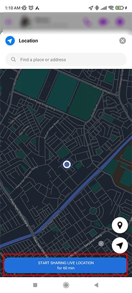 empezar a compartir la ubicación en vivo con android messenger