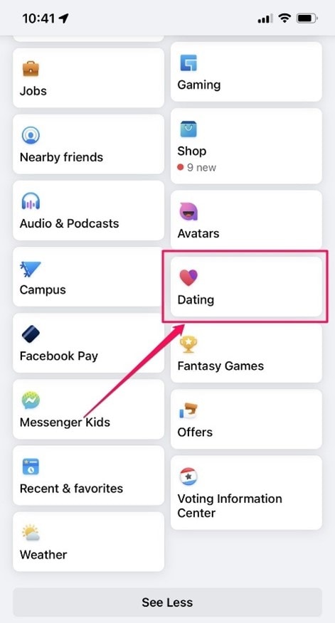 click on the dating menu
