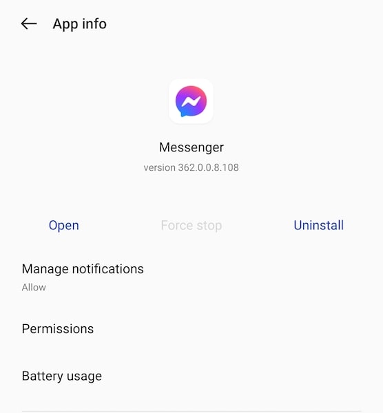 uninstall messenger android
