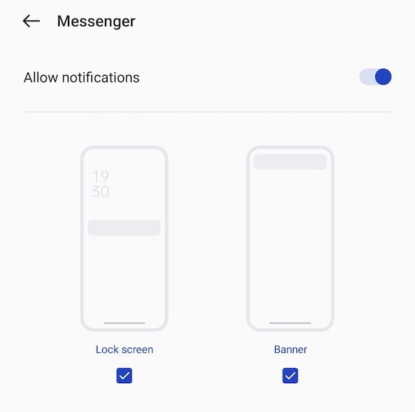 activer les notifications du messager android