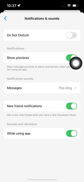 edit messenger notifications