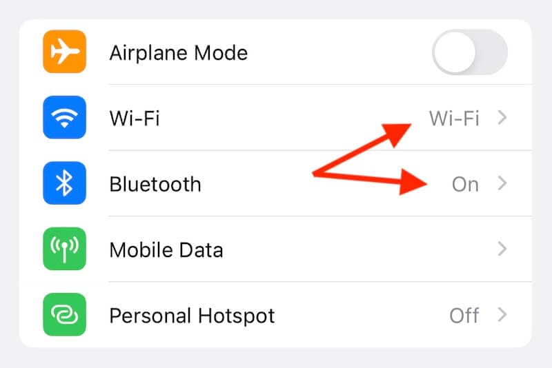 enable wifi and bluetooth on iphone and ipad