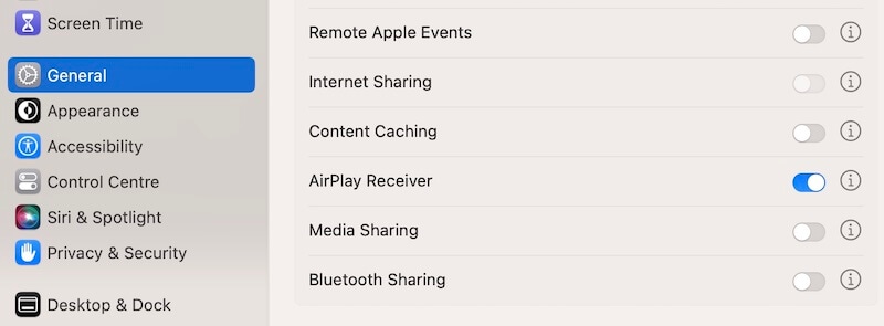 enable airplay receiver on macos