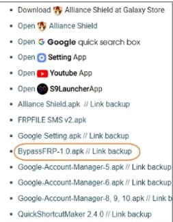 install the bypassFRP 1.0 apk