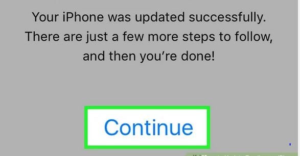 confirmación del éxito de la actualización del iphone