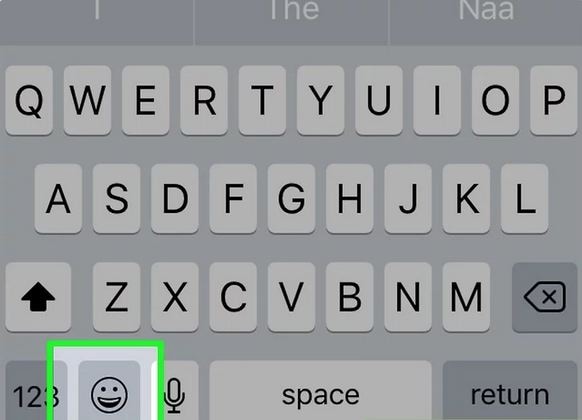 emoji button on the app keyboard
