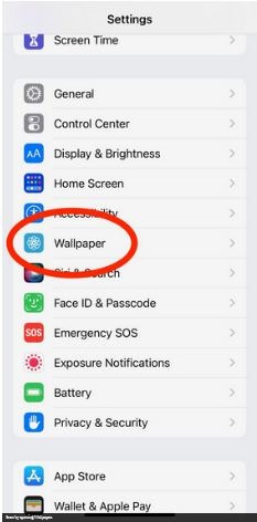 ‘wallpaper’ tab in the iphone settings