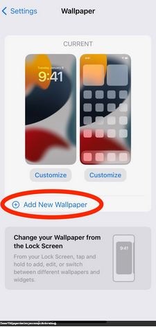 ‘add new wallpaper’ option in iphone settings