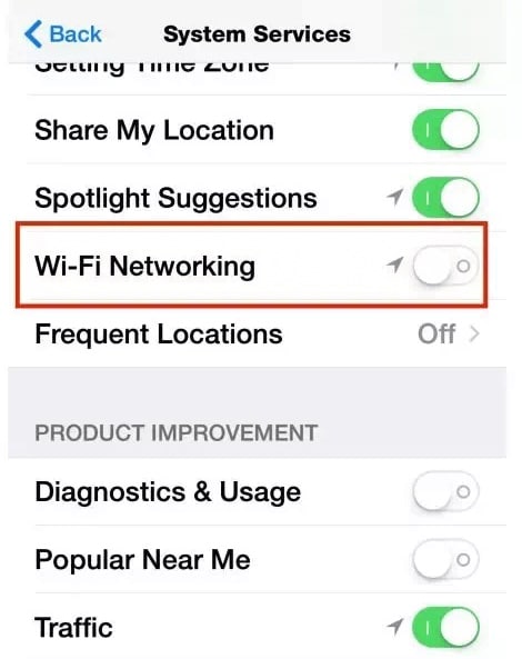 disable wifi networking