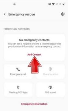 interface de secours d'urgence des téléphones oneplus