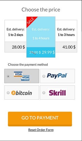 choosing the price and payment method