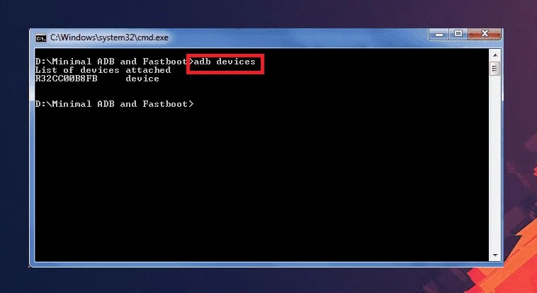 execute os comandos ADB