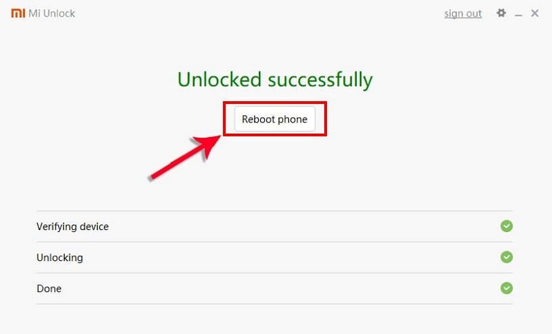 reboot your phone after unlocking