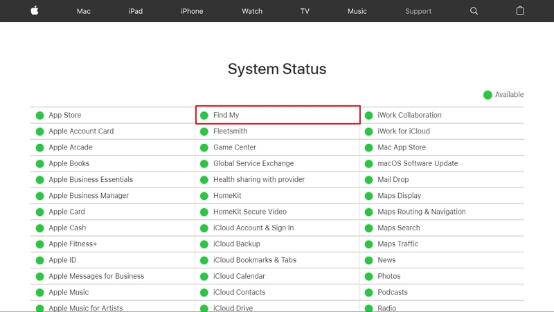 check find my system status