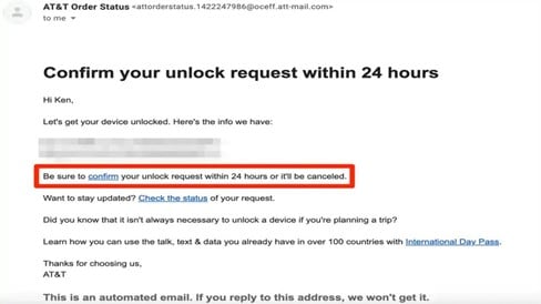 att unlock email confirmation