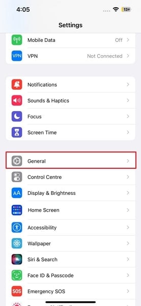 access the general settings