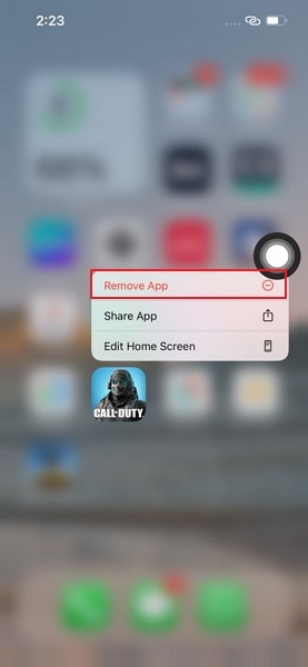 select the remove app option