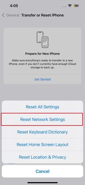 redefinir os ajustes de rede do iphone