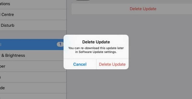 choose the delete update selection