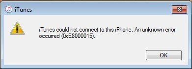 what is iphone error 0xe800015