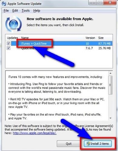 aktualisieren veralteter iTunes-Software