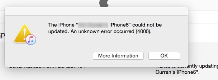 what is iphone error 4000