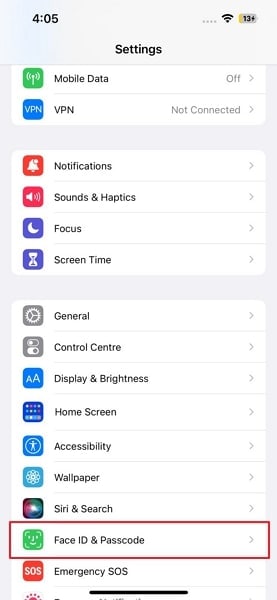 choose face id and passcode option