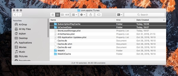 delete itunes cache files on mac