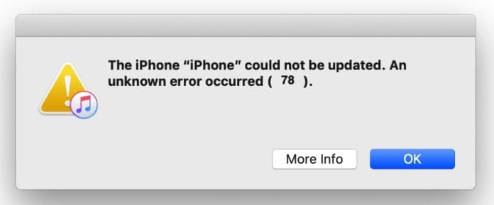 what is iphone error 78