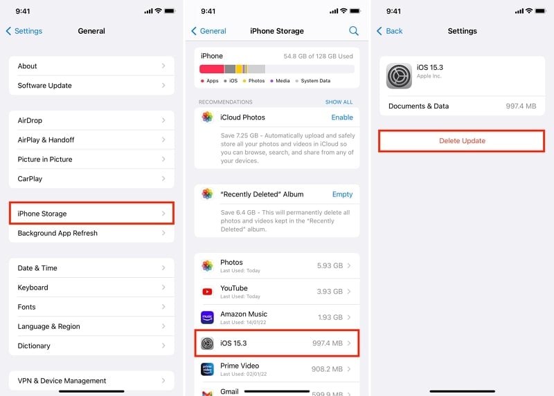 supprimez la mise à jour de l'ios