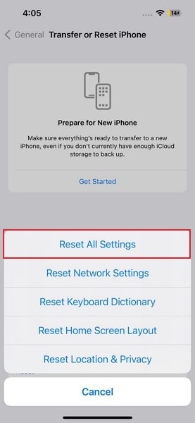 reset your iphone complete settings