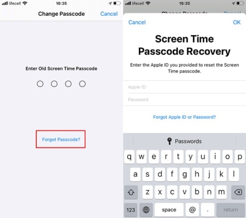 reset screen time with forget passcode