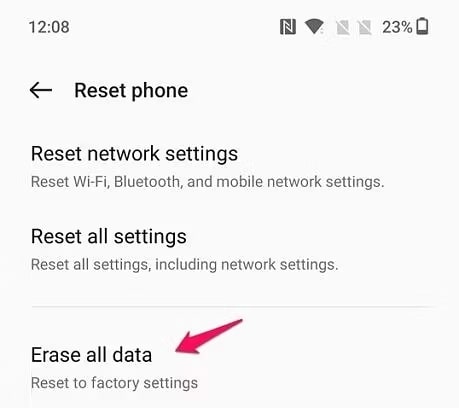 erase all your oneplus data