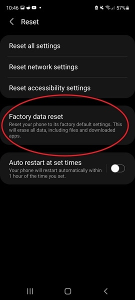 choose the factory data reset option
